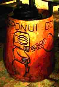 The Tumunu barrel carved from the base of a coconut tree