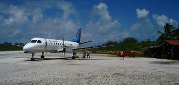 Air Rarotonga's SAAB 300 aircraft at Atiu Airport
