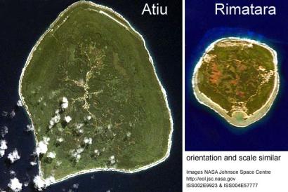 Relative sizes of Atiu and Rimatara